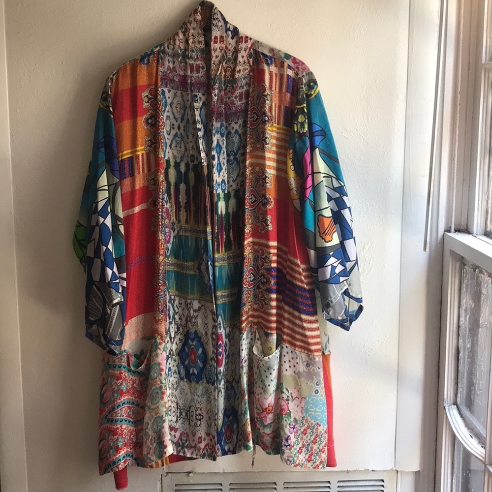 Johnny Was Mixed Print Silk Kimono | XL - Picture 5 of 10